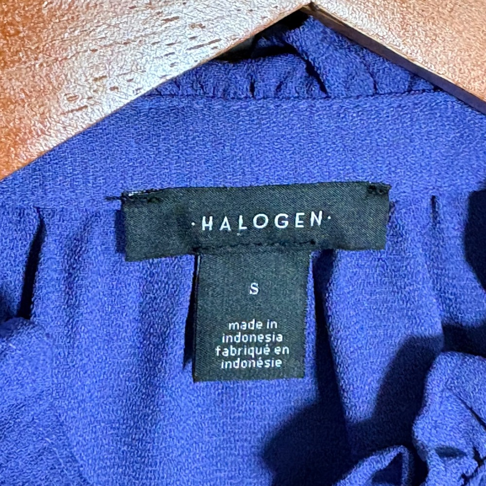 Halogen Womens Ruffle Neck Button Down Blouse Per… - image 2